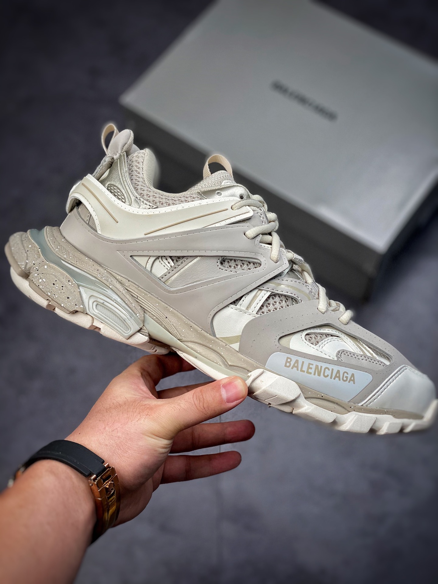 3.0 Functional Balenciaga Sneaker Tess 3.0 Sand Grey Cream White (No Light Version) 542023 W3FE4 9697