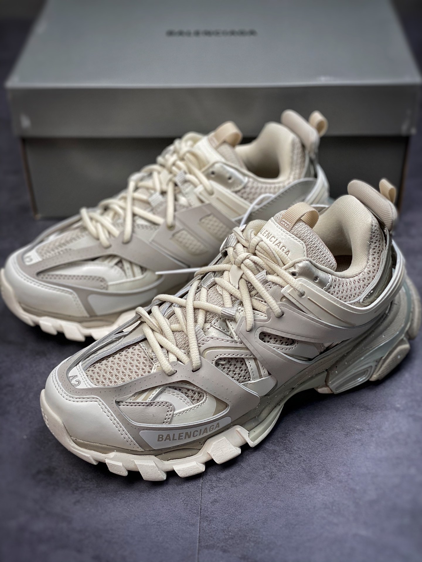 3.0 Functional Balenciaga Sneaker Tess 3.0 Sand Grey Cream White (No Light Version) 542023 W3FE4 9697