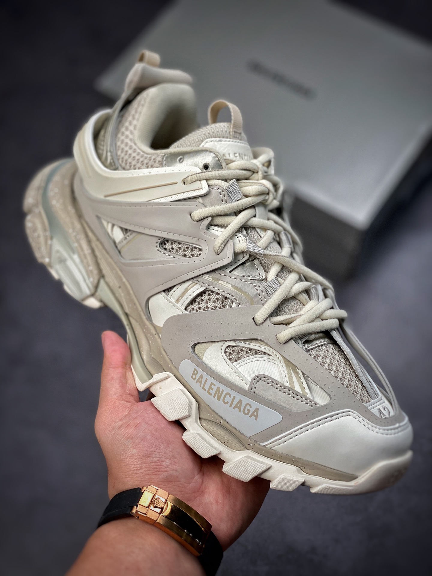 3.0 Functional Balenciaga Sneaker Tess 3.0 Sand Grey Cream White (No Light Version) 542023 W3FE4 9697