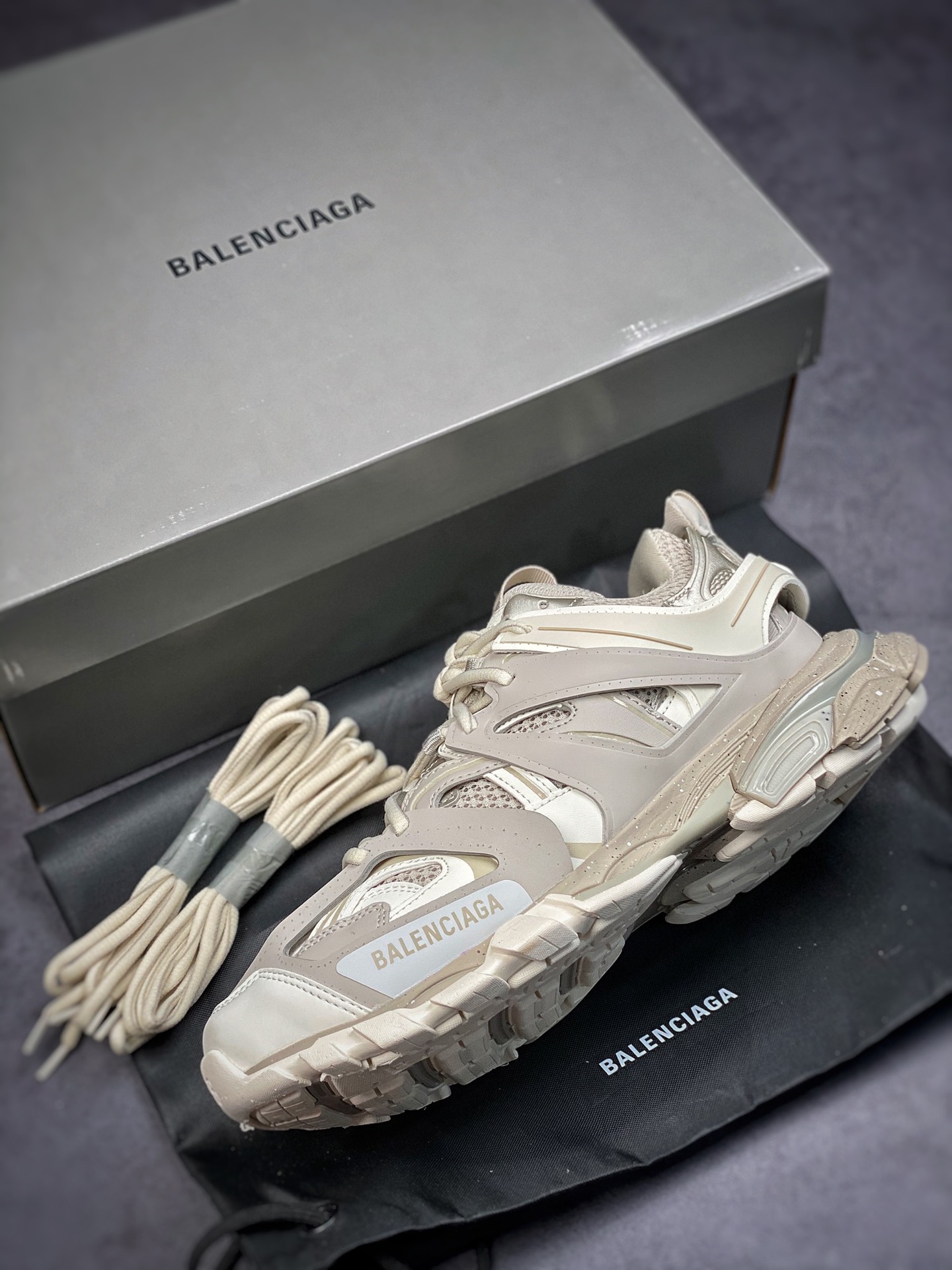 3.0 Functional Balenciaga Sneaker Tess 3.0 Sand Grey Cream White (No Light Version) 542023 W3FE4 9697