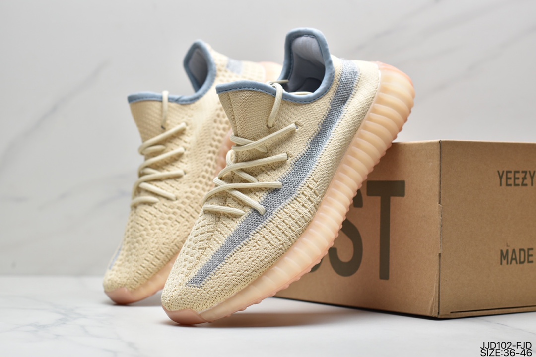 Really explode with Kanye West x Adidas Yeezy Boost 350 V2 ”Light” cotton white sports jogging shoes FU9007