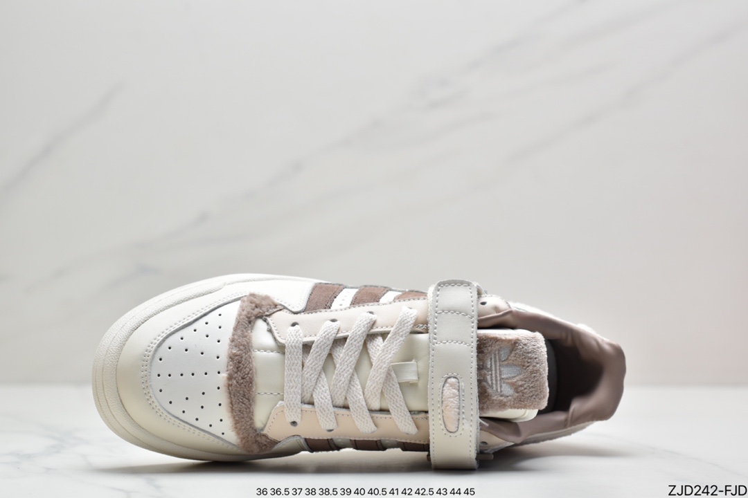 Adidas Clover Originals Forum 84 Low Rome Series Velcro Low-Top Sneakers ”Leather Cream Powder Painted”