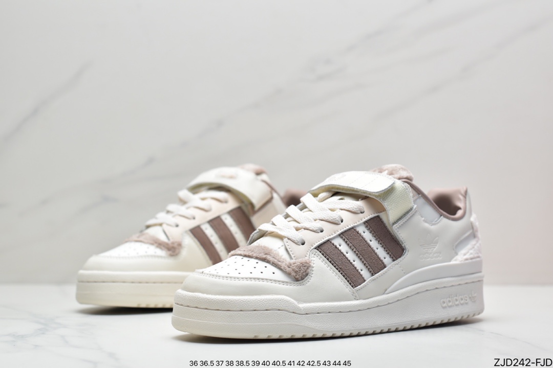 Adidas Clover Originals Forum 84 Low Rome Series Velcro Low-Top Sneakers ”Leather Cream Powder Painted”