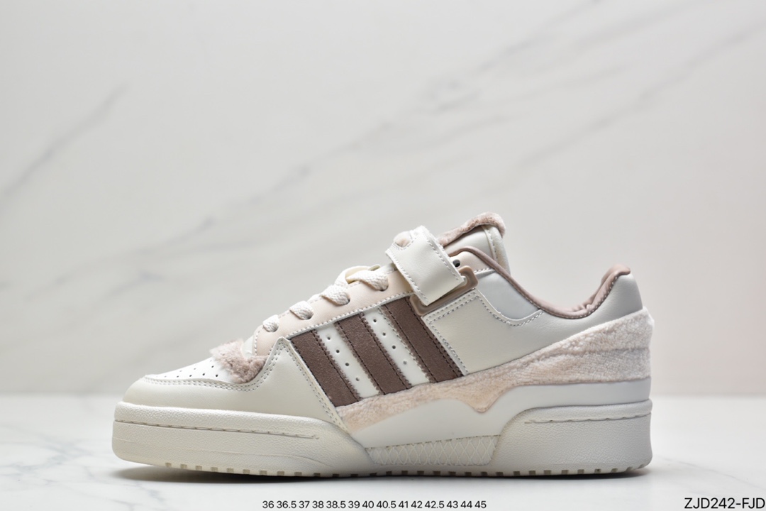 Adidas Clover Originals Forum 84 Low Rome Series Velcro Low-Top Sneakers ”Leather Cream Powder Painted”