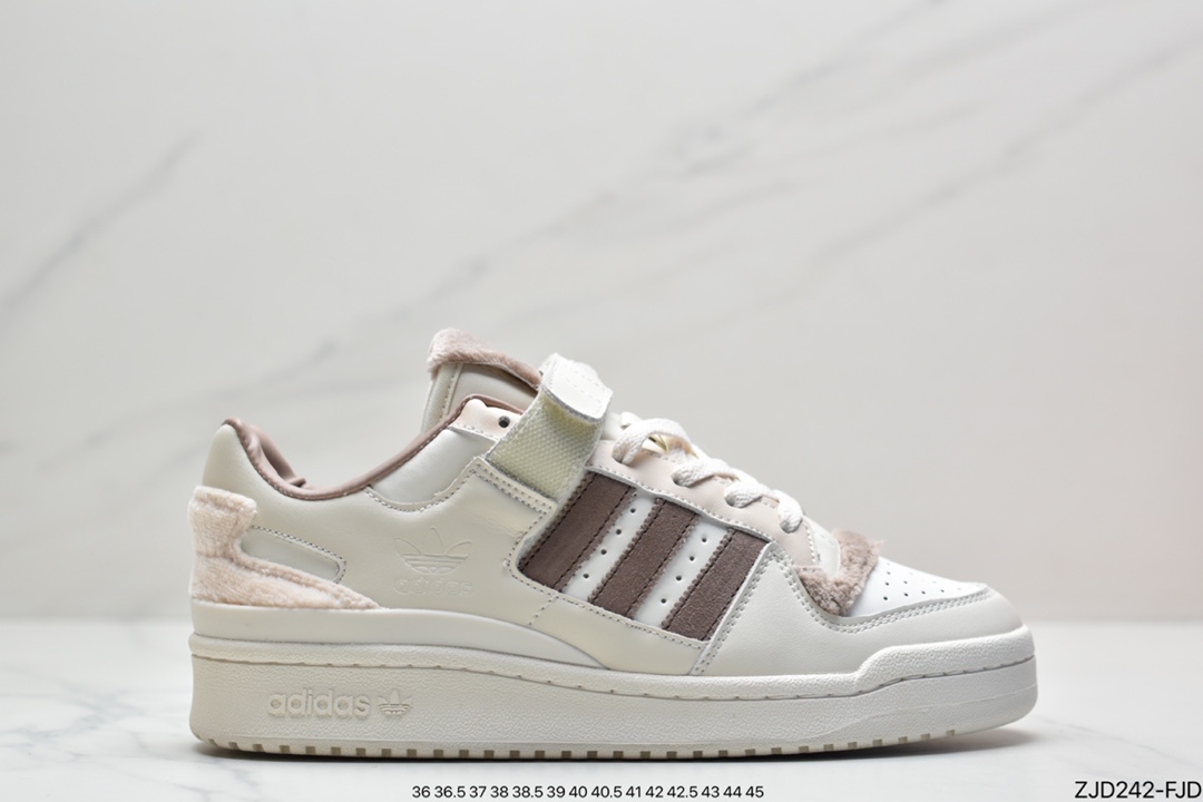 Adidas Clover Originals Forum 84 Low Rome Series Velcro Low-Top Sneakers ”Leather Cream Powder Painted”