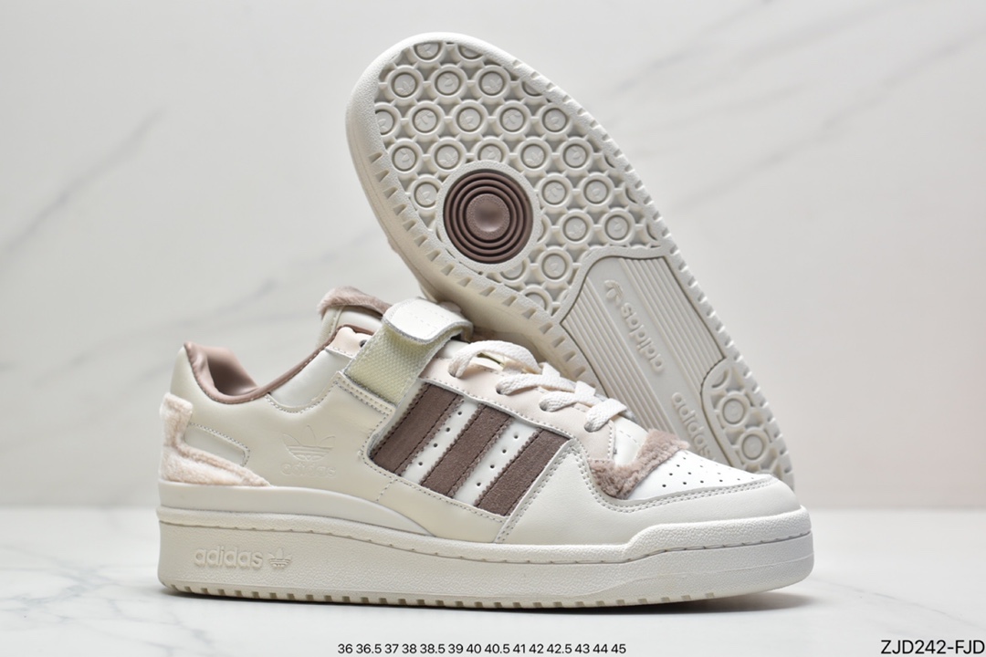 Adidas Clover Originals Forum 84 Low Rome Series Velcro Low-Top Sneakers ”Leather Cream Powder Painted”