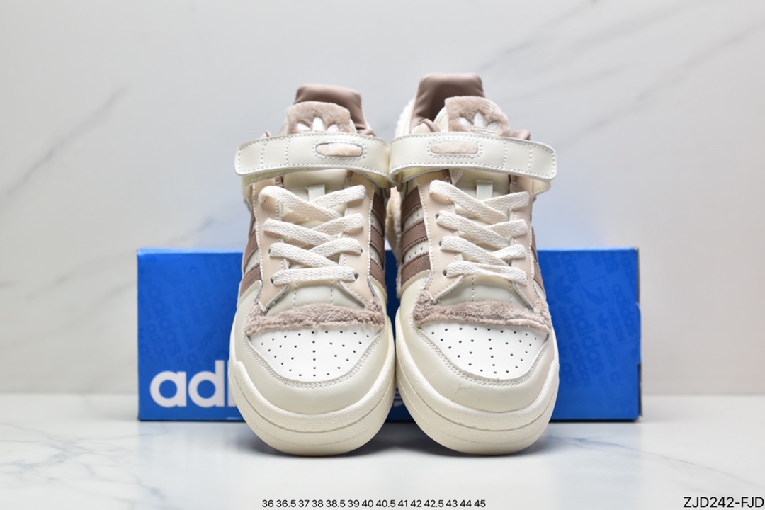 Adidas Clover Originals Forum 84 Low Rome Series Velcro Low-Top Sneakers ”Leather Cream Powder Painted”