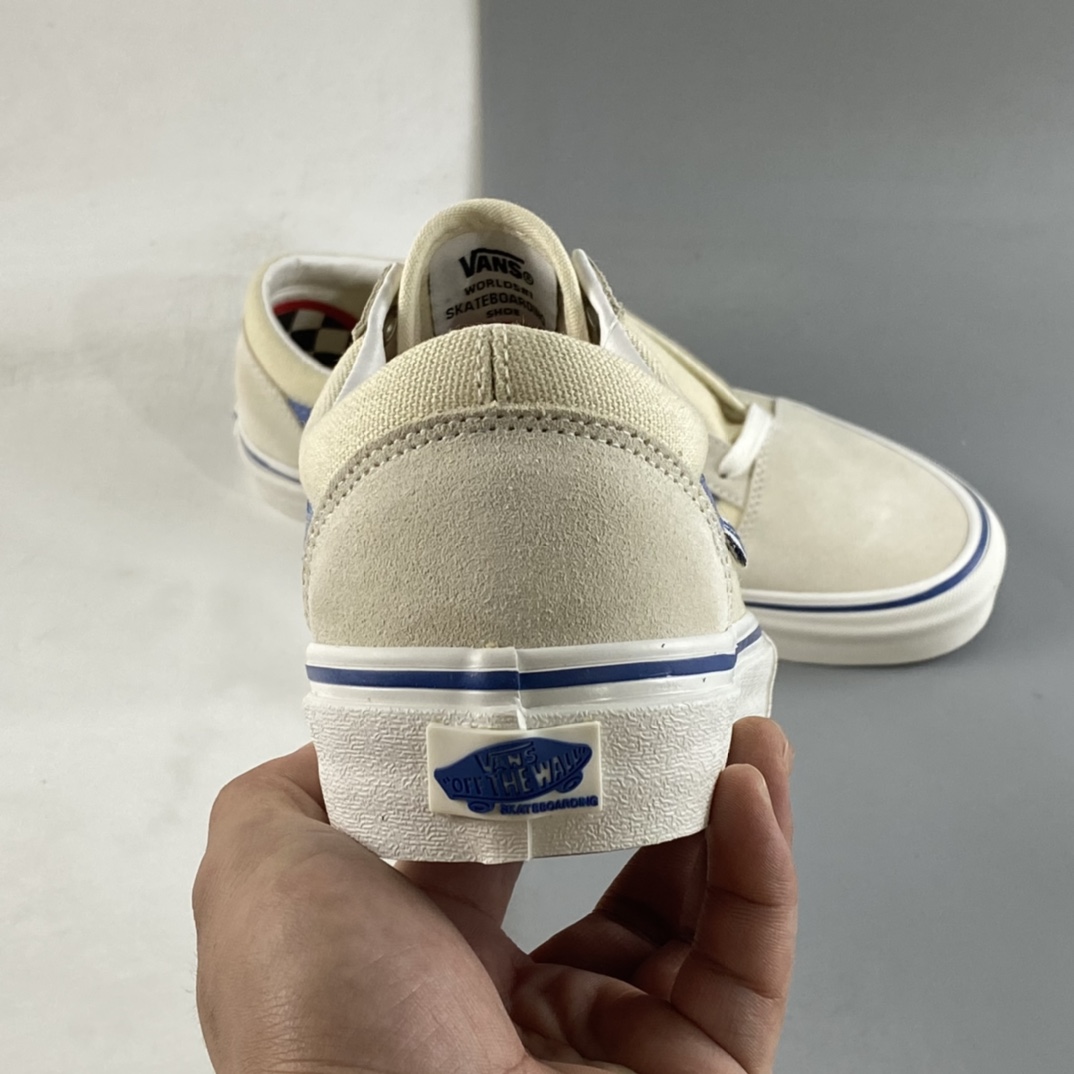 Vans Old Skool Vans Official Milk White Blue Side Stripe Professional Skateboard Shoes VN0A5FCBACV