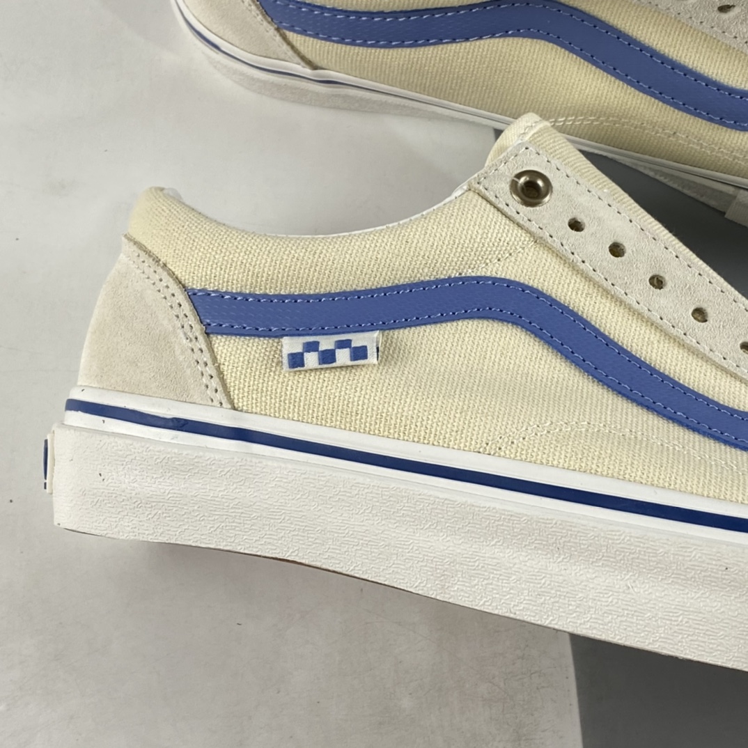 Vans Old Skool Vans Official Milk White Blue Side Stripe Professional Skateboard Shoes VN0A5FCBACV