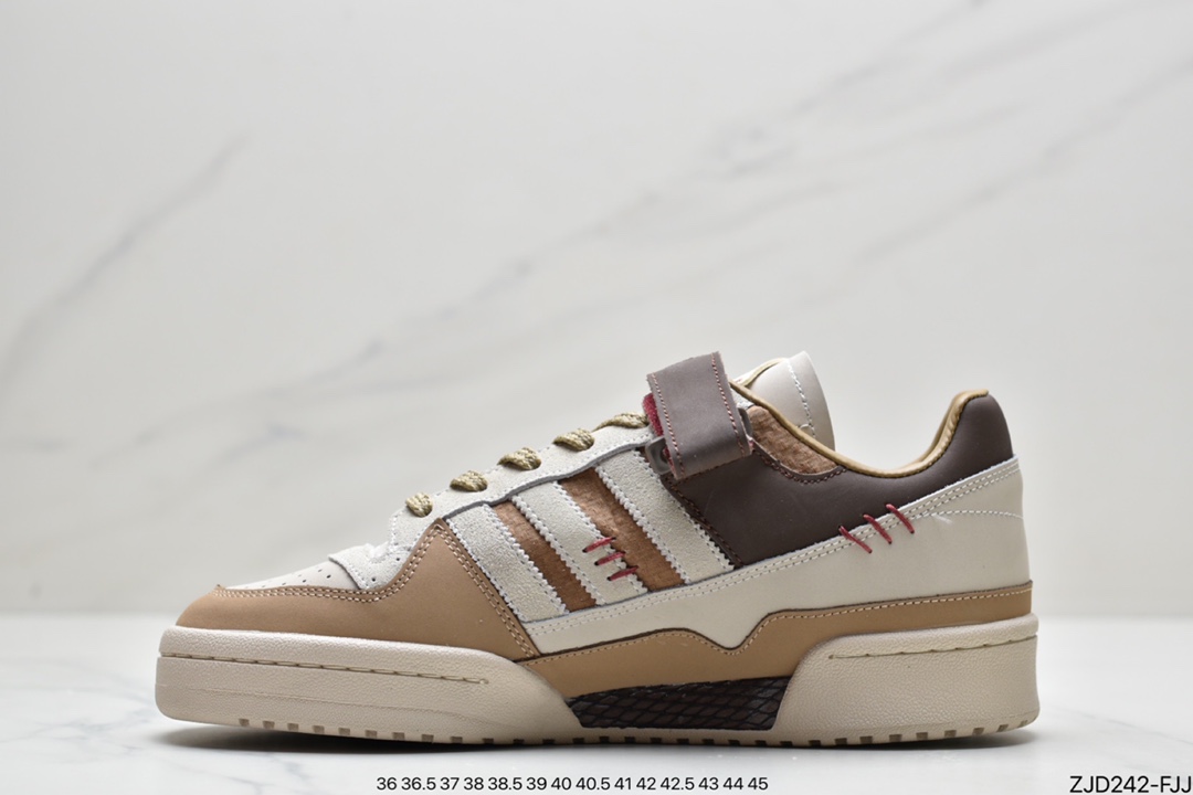 Adidas Clover Originals Forum 84 Low Roman Series Velcro Low-Top Retro Lace-Up All-match Casual Sports Sneakers ”Leather Cream Powder Painted”