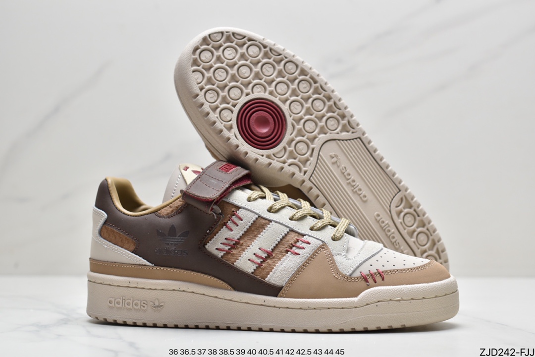 Adidas Clover Originals Forum 84 Low Roman Series Velcro Low-Top Retro Lace-Up All-match Casual Sports Sneakers ”Leather Cream Powder Painted”