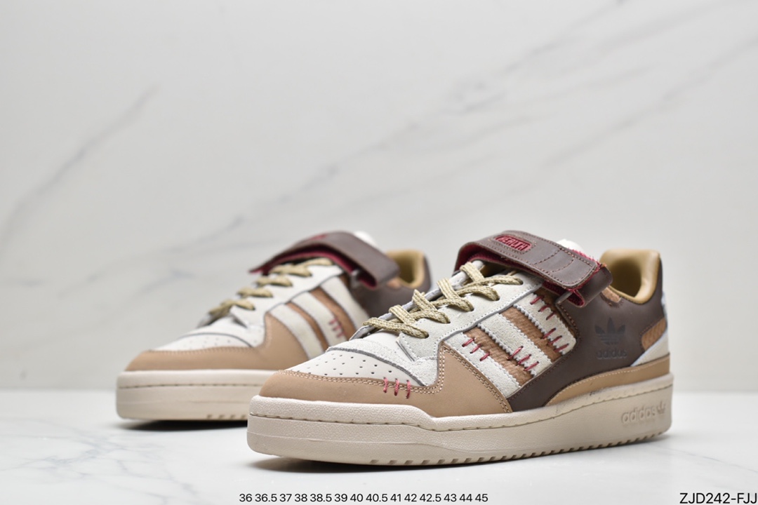 Adidas Clover Originals Forum 84 Low Roman Series Velcro Low-Top Retro Lace-Up All-match Casual Sports Sneakers ”Leather Cream Powder Painted”