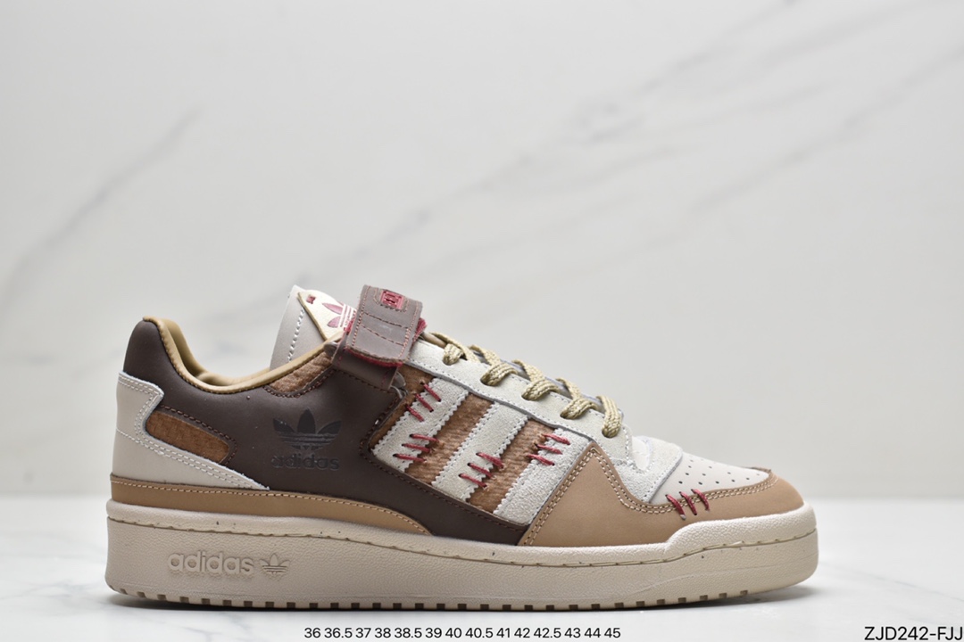 Adidas Clover Originals Forum 84 Low Roman Series Velcro Low-Top Retro Lace-Up All-match Casual Sports Sneakers ”Leather Cream Powder Painted”