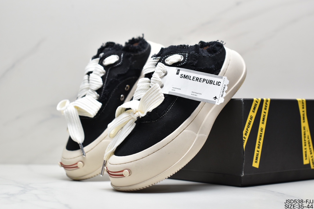 SMILEREPUBLIC thick bottom open smile canvas shoes series