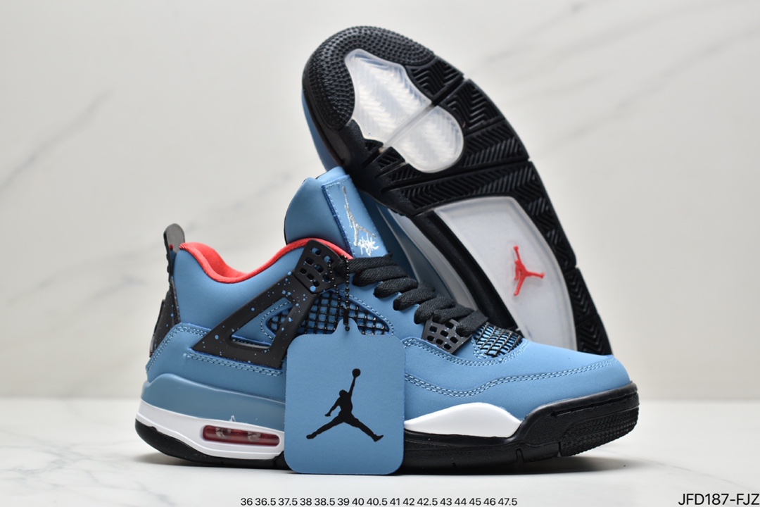 Travis Scott x Air Jordan 4 Blue Suede Blue Suede Upper Texture 308497