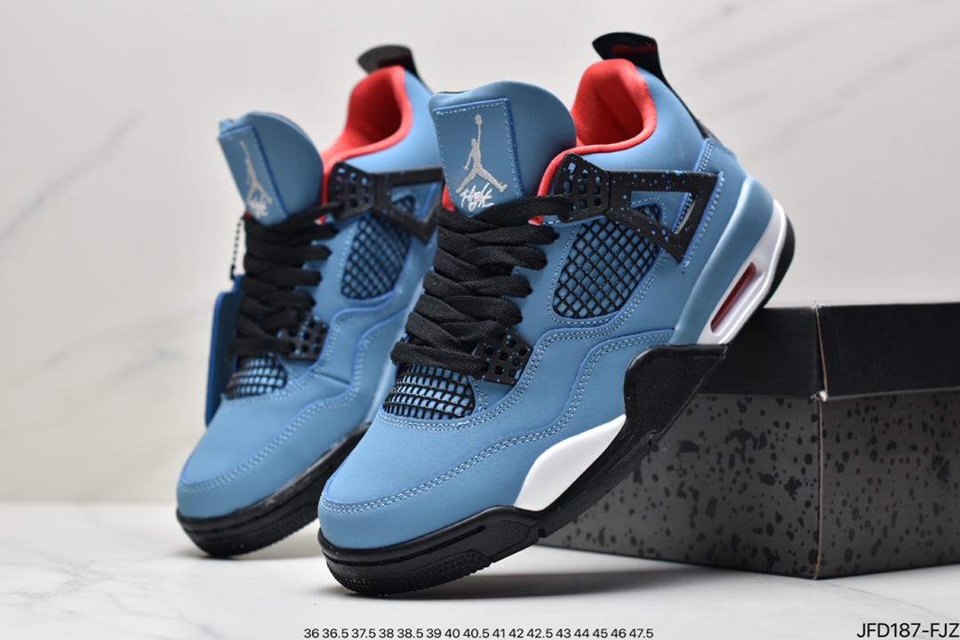 Travis Scott x Air Jordan 4 Blue Suede Blue Suede Upper Texture 308497