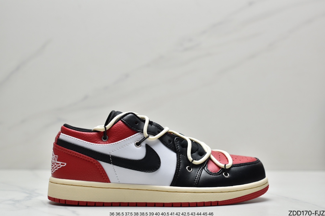 Air Jordan AJ1 Low Chicago White and Red Deconstructed Strap 553558-118