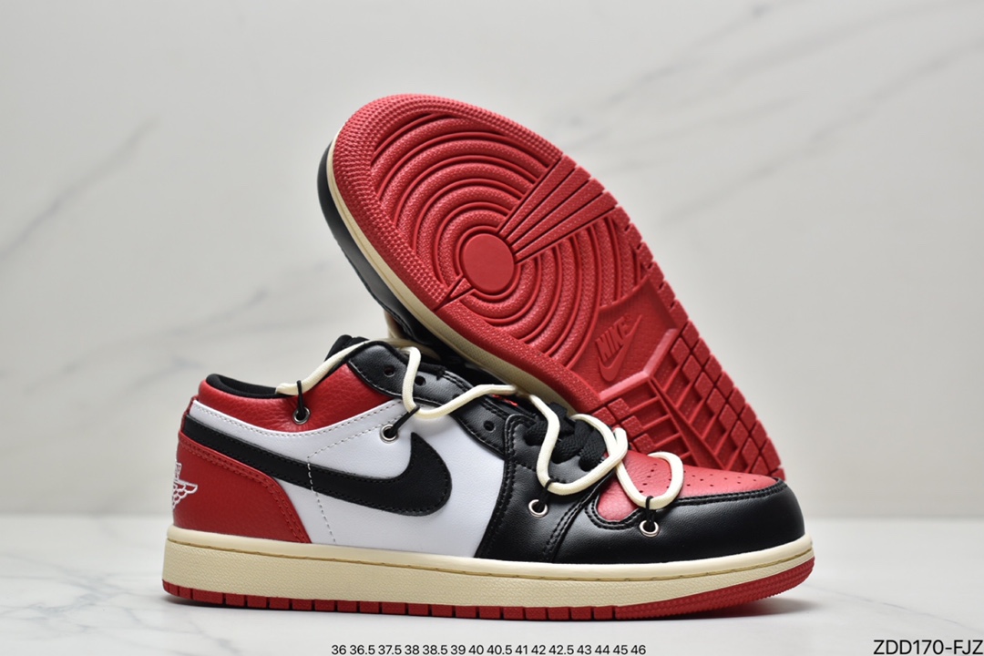 Air Jordan AJ1 Low Chicago White and Red Deconstructed Strap 553558-118