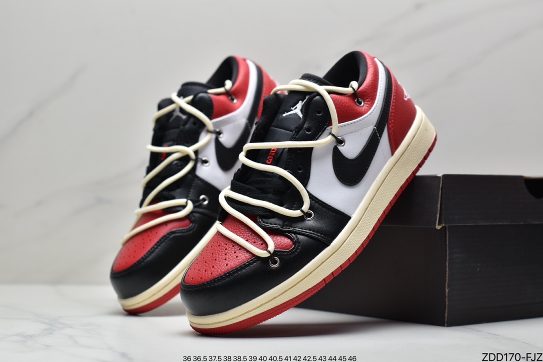 Air Jordan AJ1 Low Chicago White and Red Deconstructed Strap 553558-118