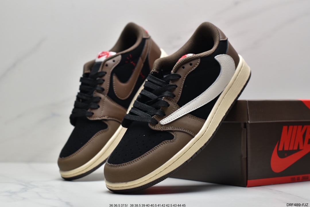 Jordan/Air Jordanaj1 Travis Scott x Air Jordan 1 Low Slippers Joe 1 Low Top Joint TS Low Top Barb Dark Brown CQ4277-001