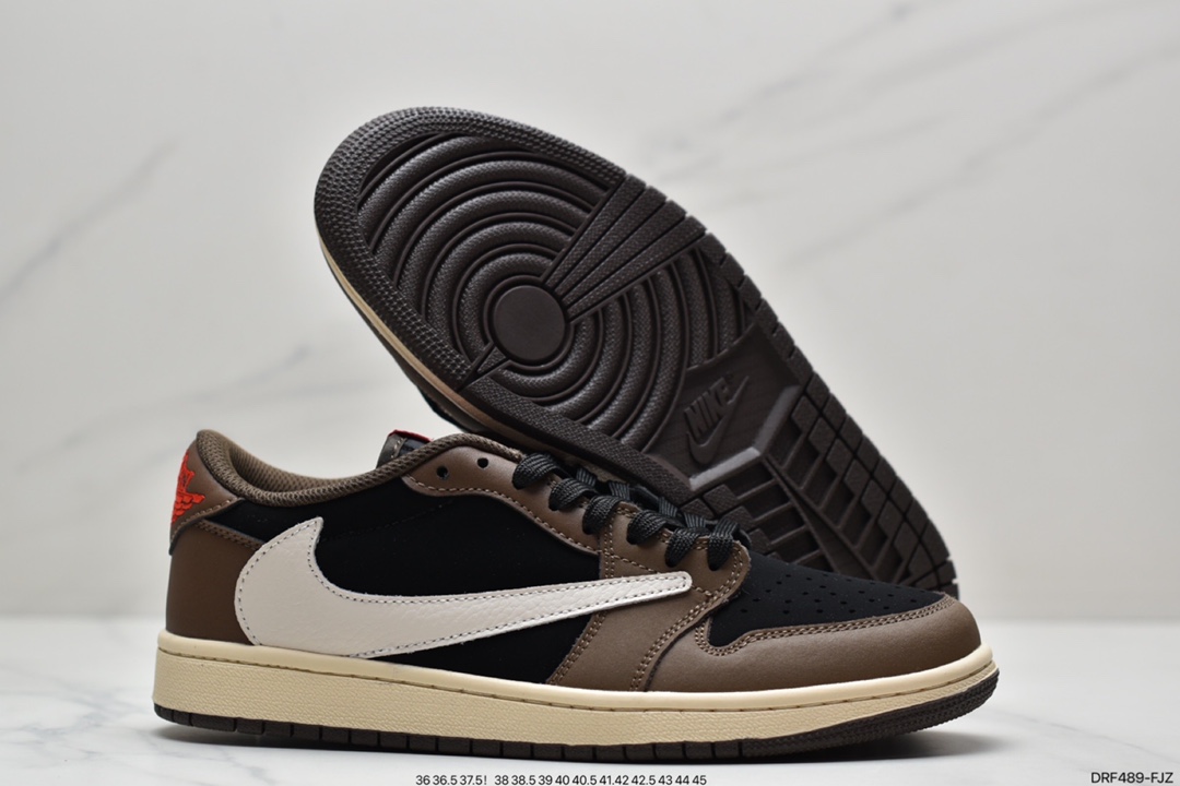 Jordan/Air Jordanaj1 Travis Scott x Air Jordan 1 Low Slippers Joe 1 Low Top Joint TS Low Top Barb Dark Brown CQ4277-001