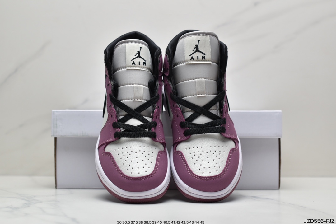 A new color matching Air Jordan 1 Mid berry pink whole pair of shoes DC7267-500
