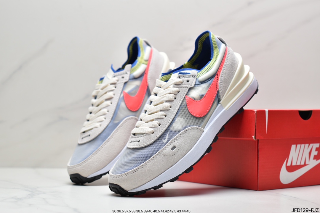 Nike Waffle One Summit White Bx. Waffle mesh breathable casual running shoes DA7995-100