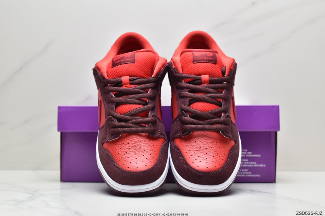 Nike SB Dunk Low Cherry Fuchsia Cherry this one with red leather base DM0807-600