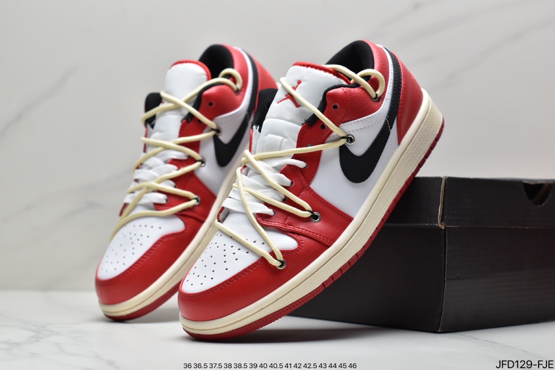Air Jordan AJ1 Low Chicago White and Red Deconstructed Strap 553558-118