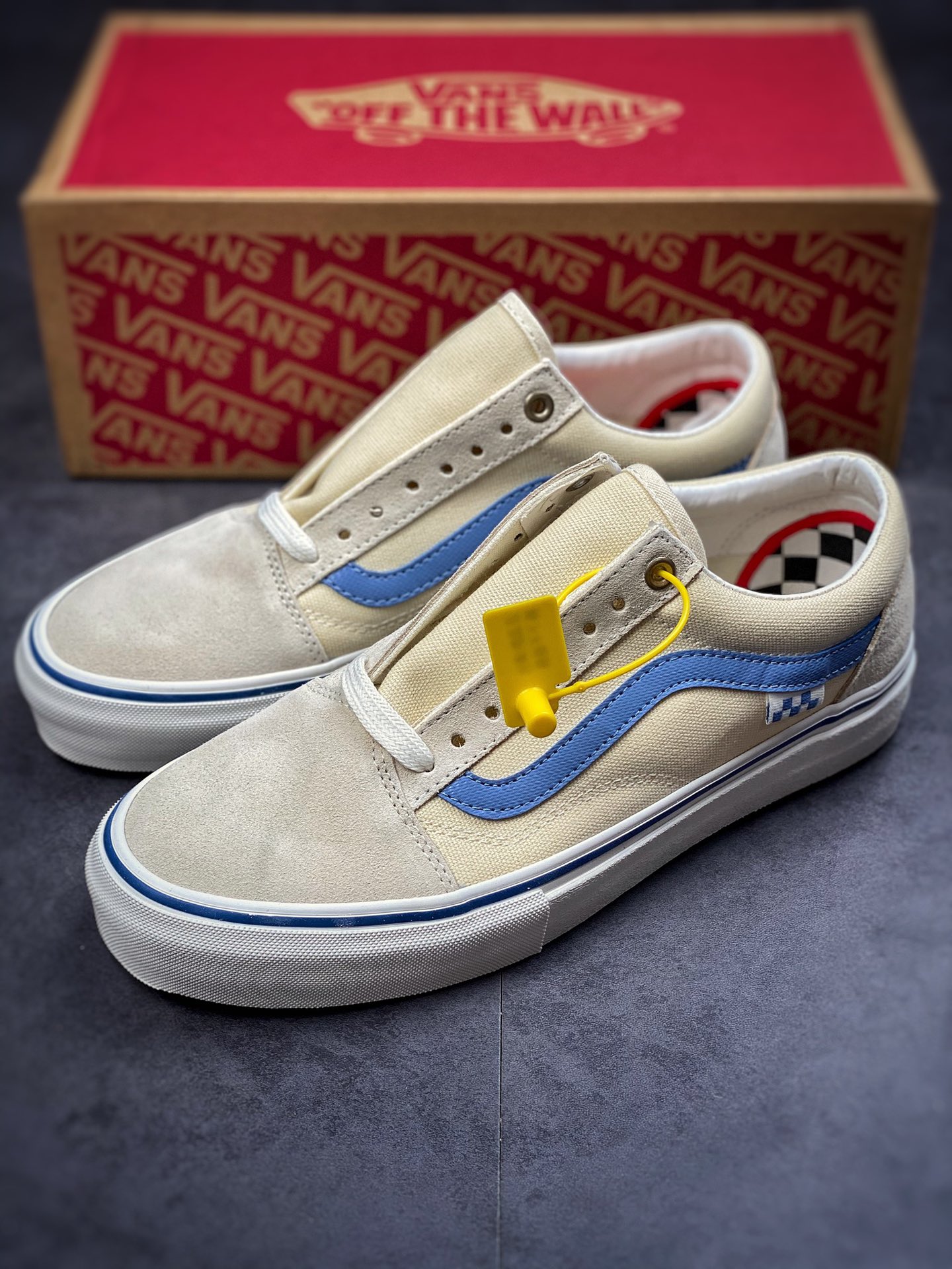 Vans Vans official Old Skool milk white blue side striped men's shoes women's shoes professional skateboard shoes VN0A5FCBACV