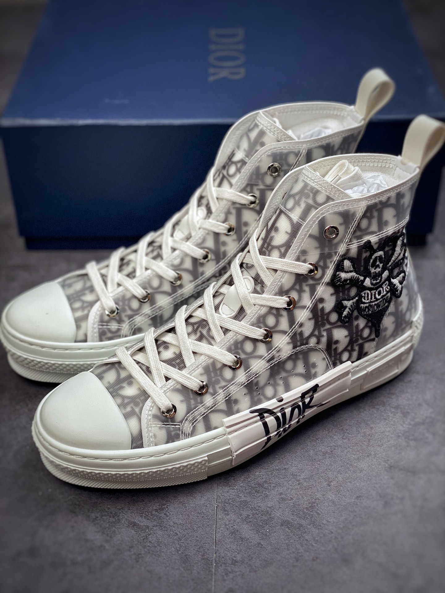 New #Overseas Version Dior B23 Oblique High Top Sneakers Overseas Purchase NFC Chip Version 