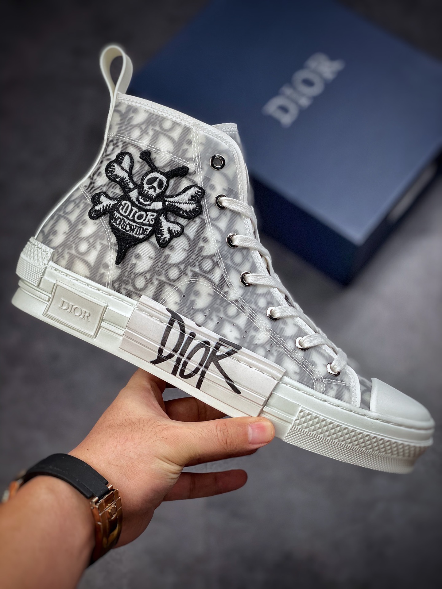 New #Overseas Version Dior B23 Oblique High Top Sneakers Overseas Purchase NFC Chip Version 