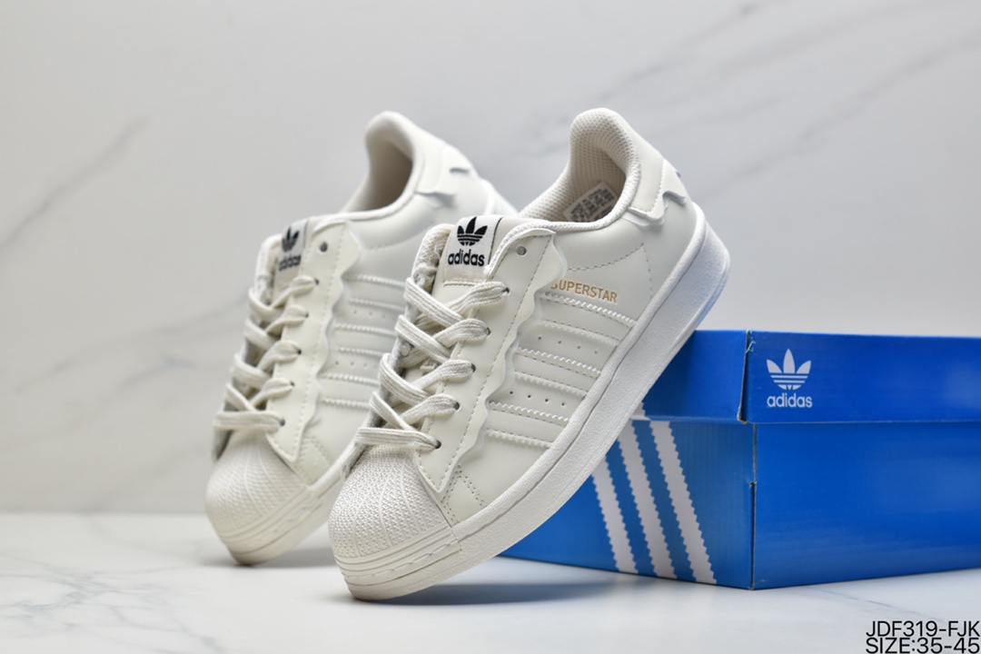 adidas Clover Originals Superstar ”White/Black/Gold” Shell Head Classic Versatile Casual Sneakers