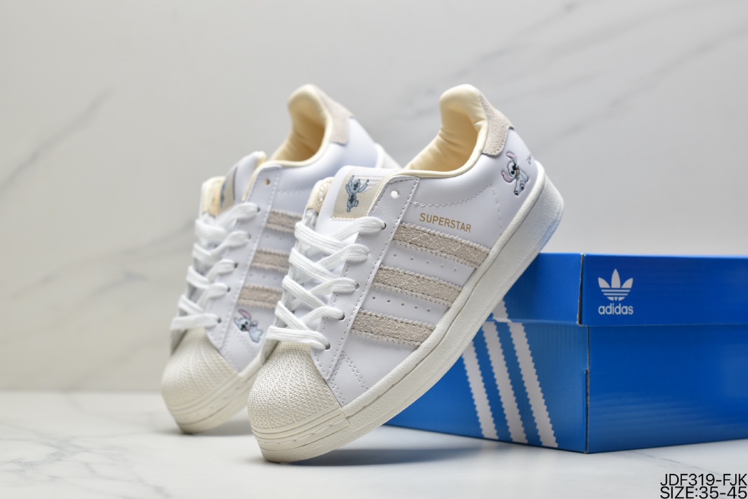 adidas Clover Originals Superstar ”White/Black/Gold” Shell Head Classic Versatile Casual Sneakers