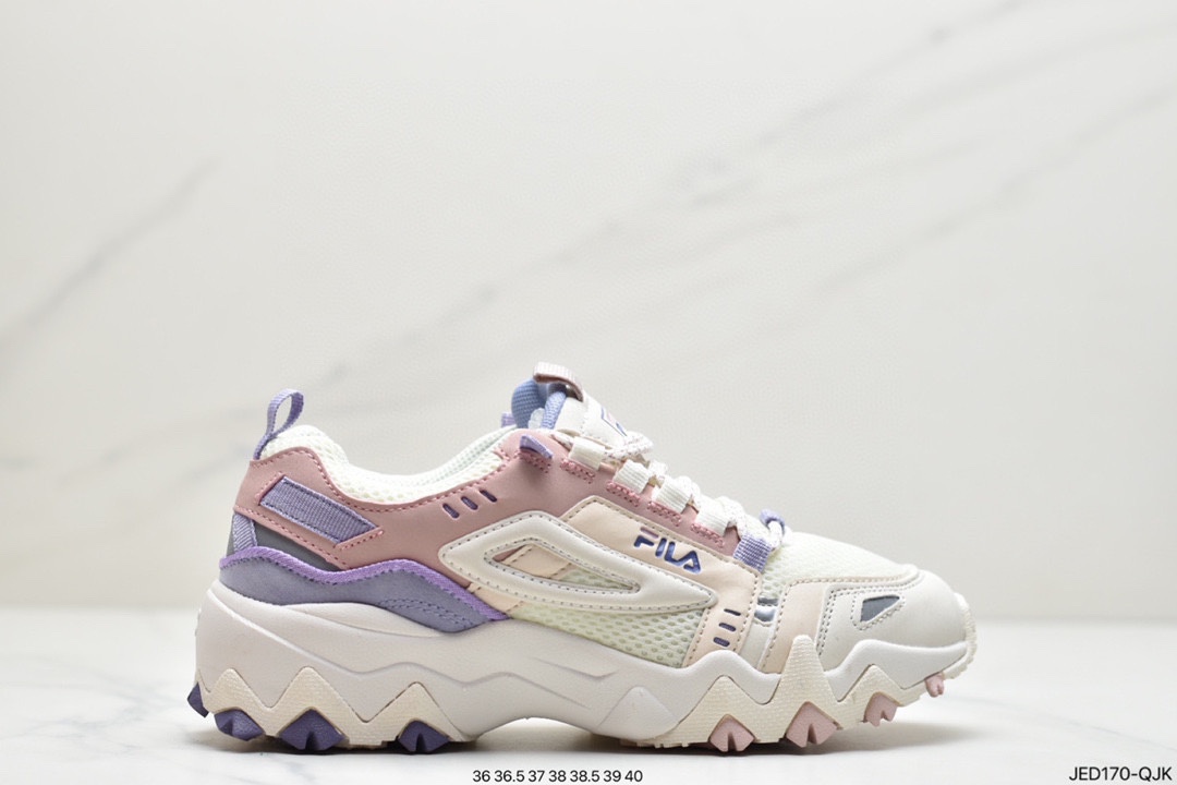 Fila Heritage peaker series dad wind heightened retro neutral casual sports jogging shoes ”beige light pink purple” F12W031111FGR