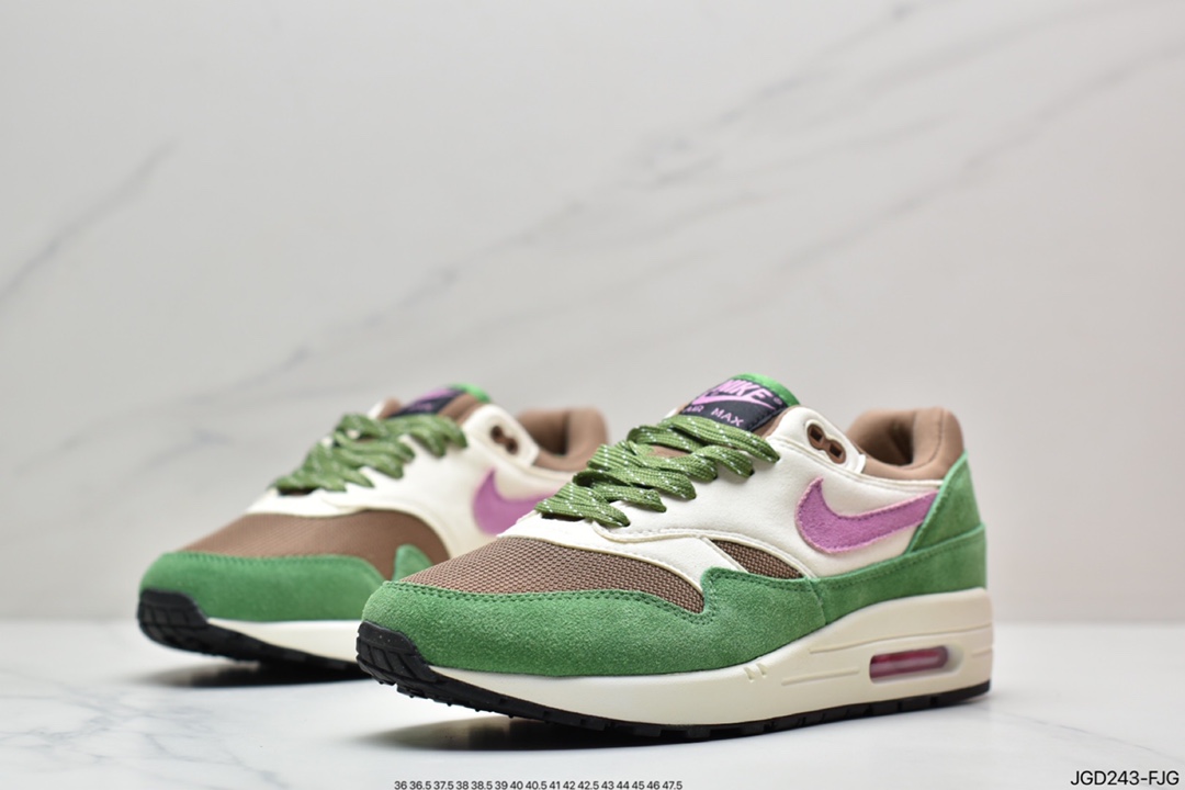 Patta x Nike Air Max 1 black, white and gray first-generation retro air cushion jogging shoes DR9773-300