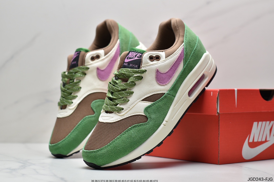 Patta x Nike Air Max 1 black, white and gray first-generation retro air cushion jogging shoes DR9773-300