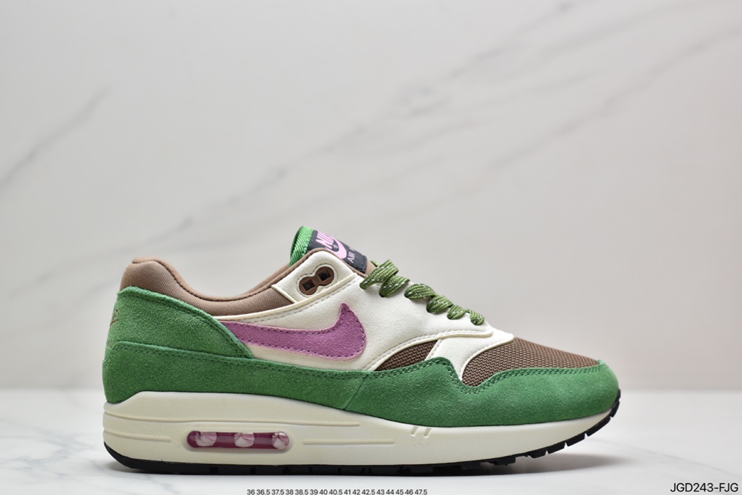 Patta x Nike Air Max 1 black, white and gray first-generation retro air cushion jogging shoes DR9773-300