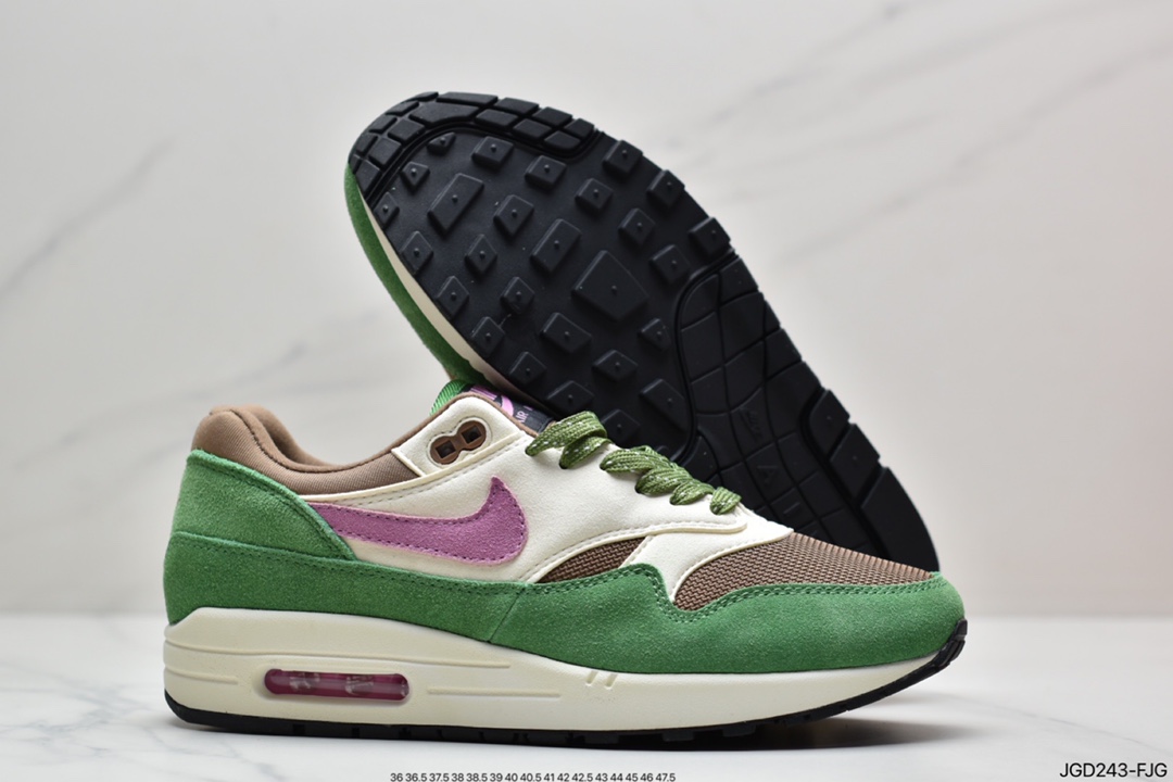 Patta x Nike Air Max 1 black, white and gray first-generation retro air cushion jogging shoes DR9773-300