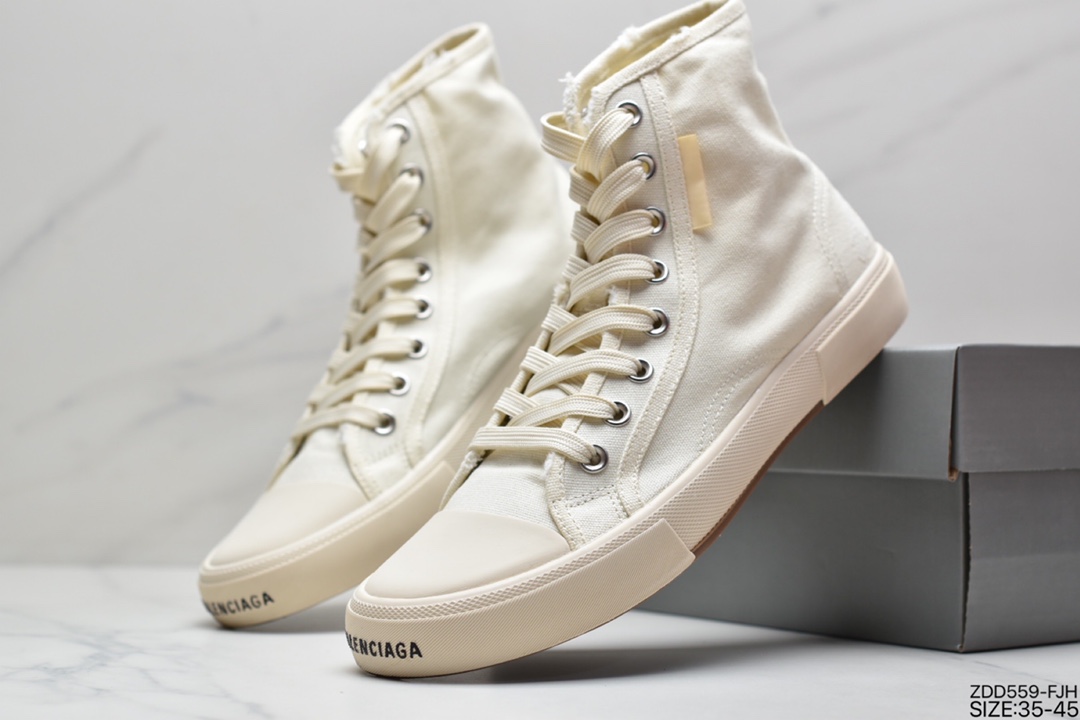 BALENCIAGA22 summer new PARIS wear and old effect casual high and low canvas shoes