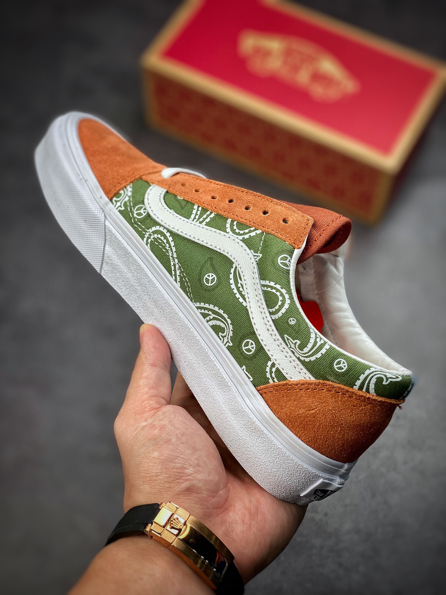 Vans Vans official cashew flower color matching / brown blue green / men's shoes women's shoes Old Skool low-top sneakers VN0A5JMIAV0