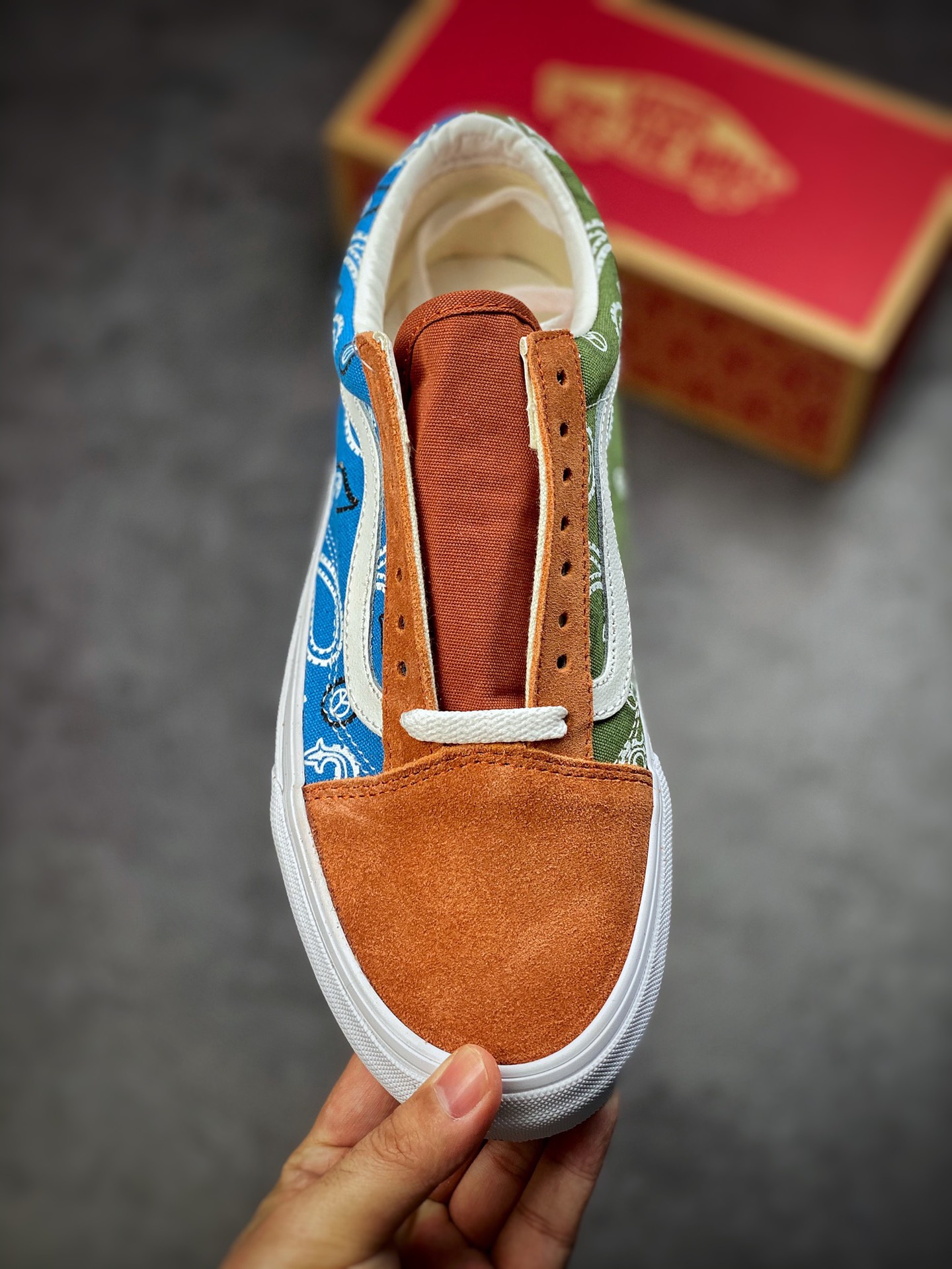 Vans Vans official cashew flower color matching / brown blue green / men's shoes women's shoes Old Skool low-top sneakers VN0A5JMIAV0