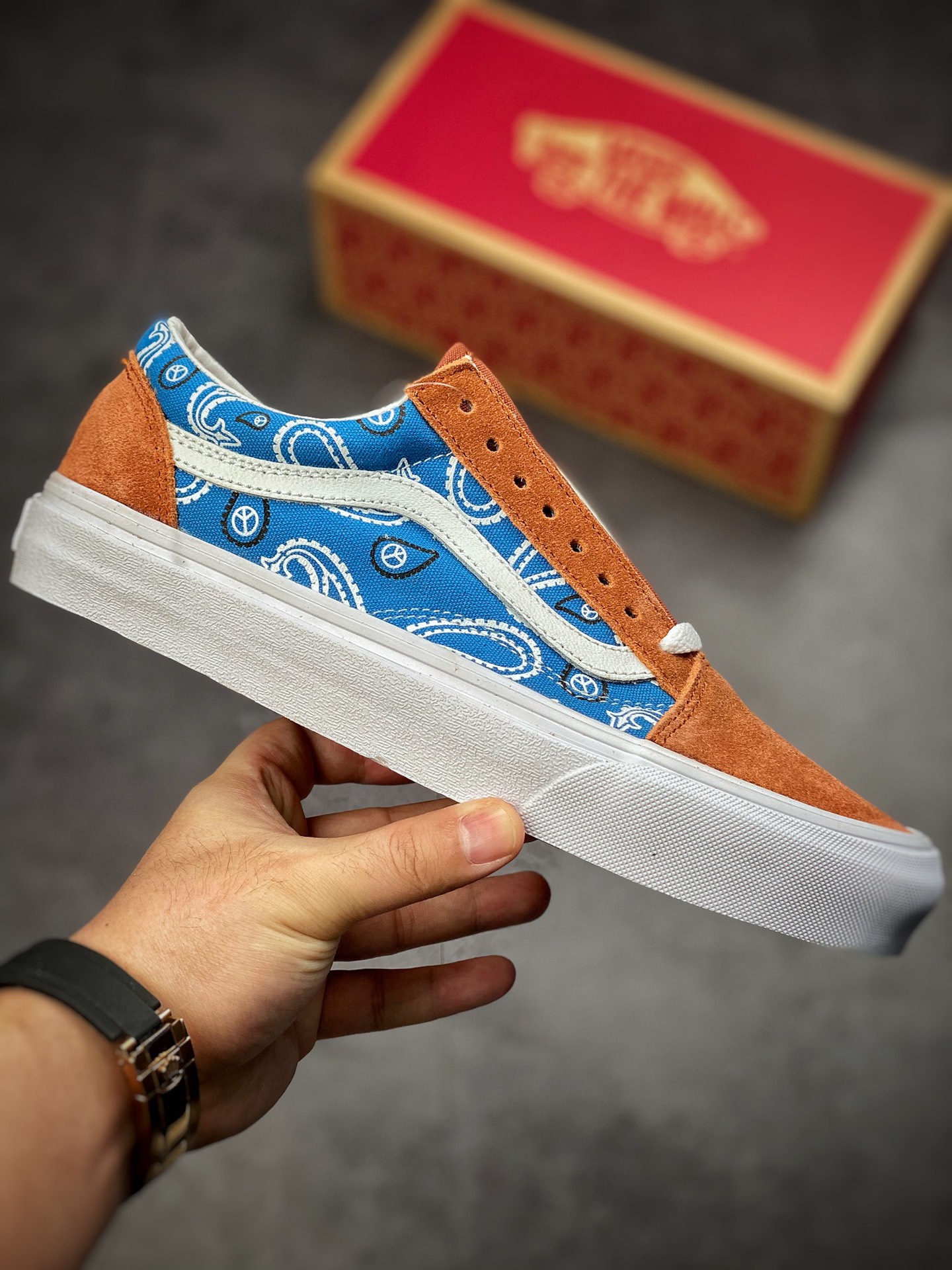 Vans Vans official cashew flower color matching / brown blue green / men's shoes women's shoes Old Skool low-top sneakers VN0A5JMIAV0