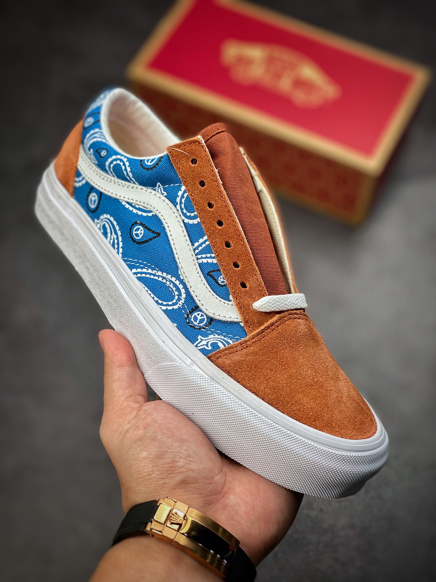 Vans Vans official cashew flower color matching / brown blue green / men's shoes women's shoes Old Skool low-top sneakers VN0A5JMIAV0