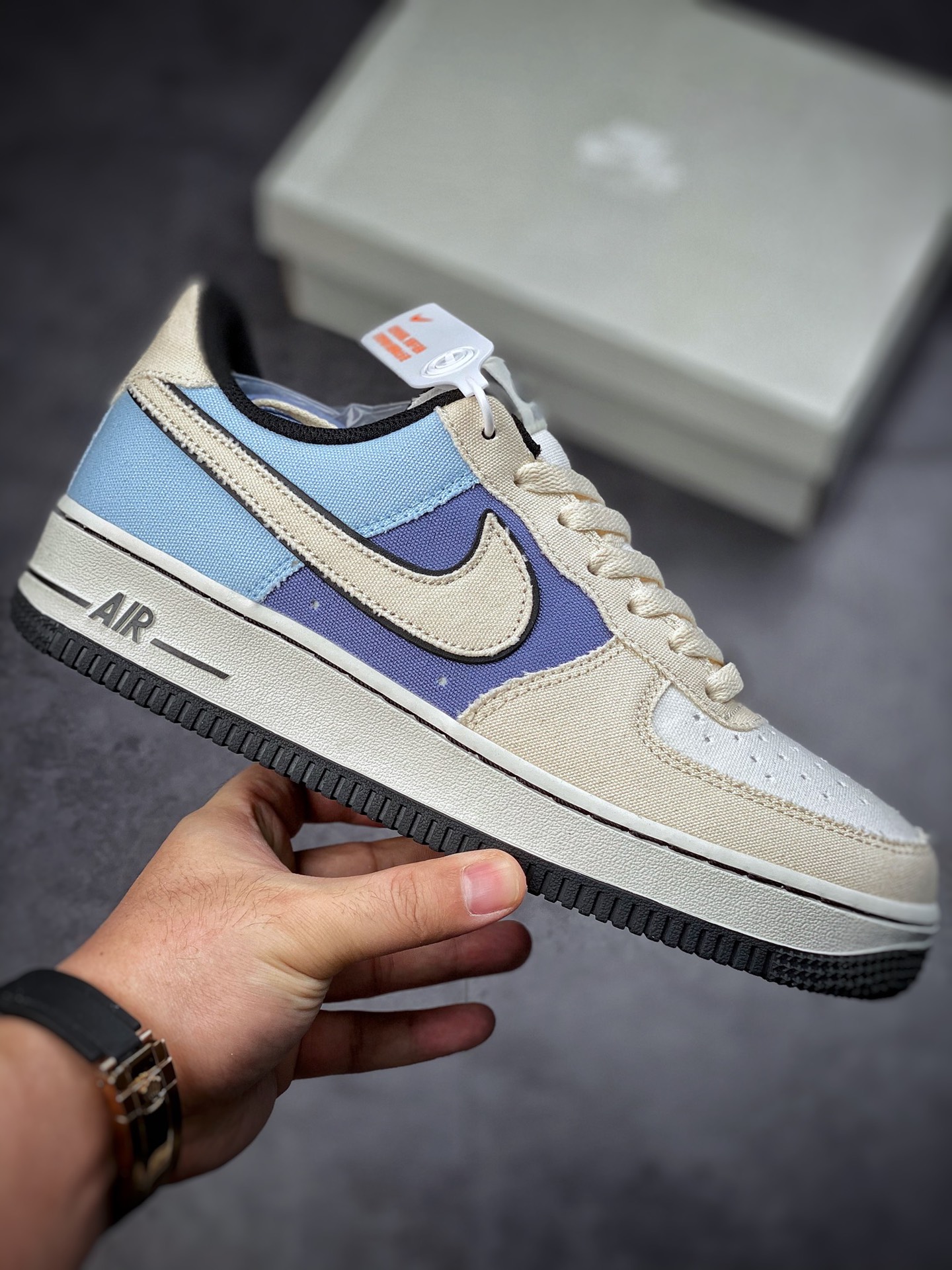 Nike Air Force 1 Low 07 Canvas Beige Light Blue #Original Last Original Cardboard 315122-663