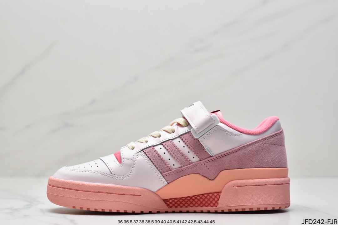 Adidas Clover Originals Forum 84 Low Rome Series Velcro Low-Top Sneakers ”Leather Cream Powder Painted”