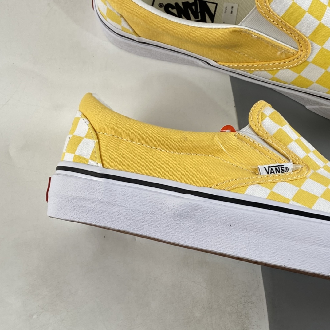 Vans Slip-On Vans Official Goose Yellow Checkerboard Cream Canvas Shoes VN000XG8AZY