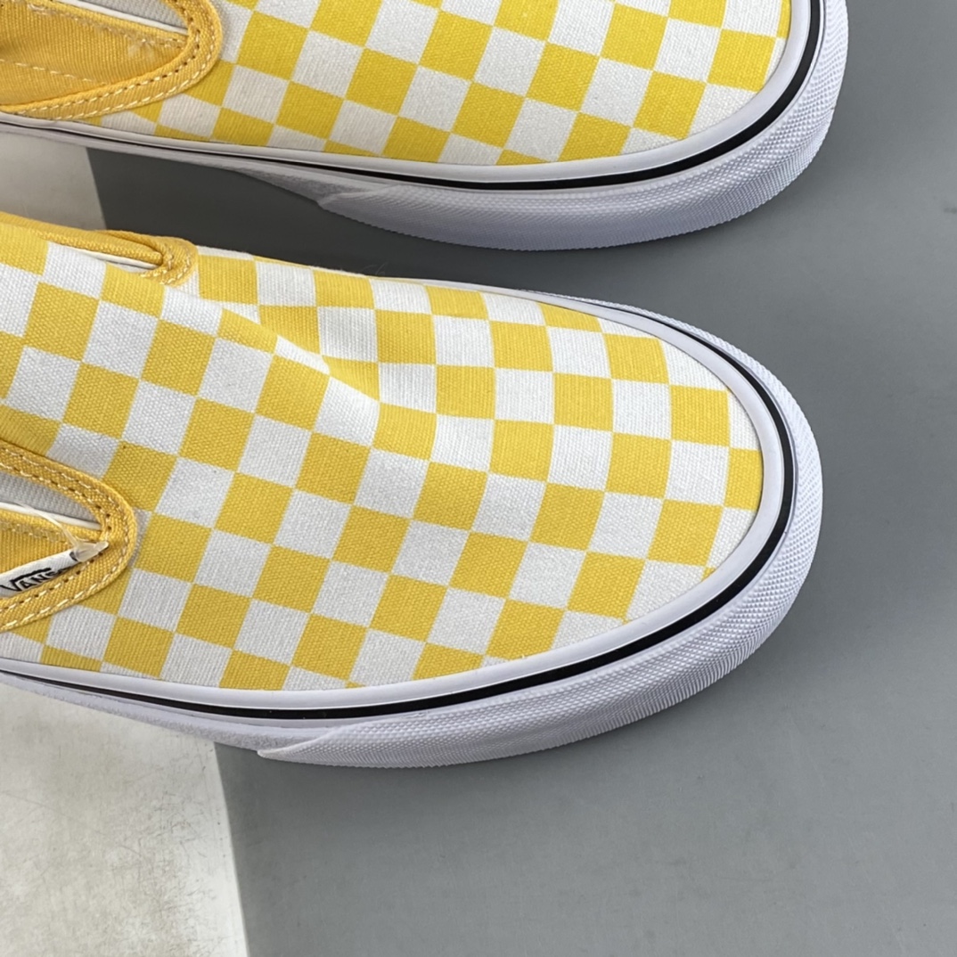 Vans Slip-On Vans Official Goose Yellow Checkerboard Cream Canvas Shoes VN000XG8AZY