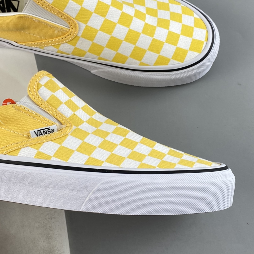 Vans Slip-On Vans Official Goose Yellow Checkerboard Cream Canvas Shoes VN000XG8AZY