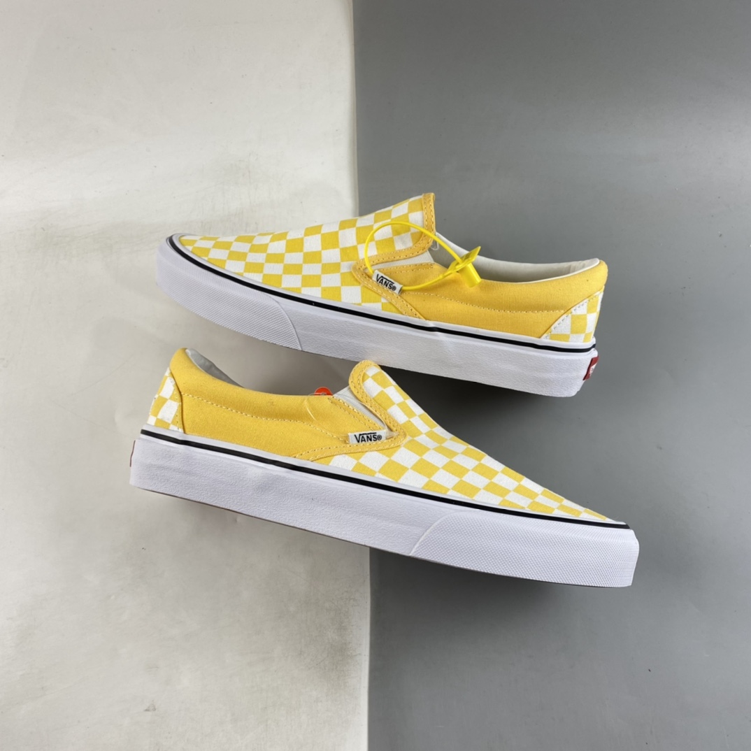 Vans Slip-On Vans Official Goose Yellow Checkerboard Cream Canvas Shoes VN000XG8AZY